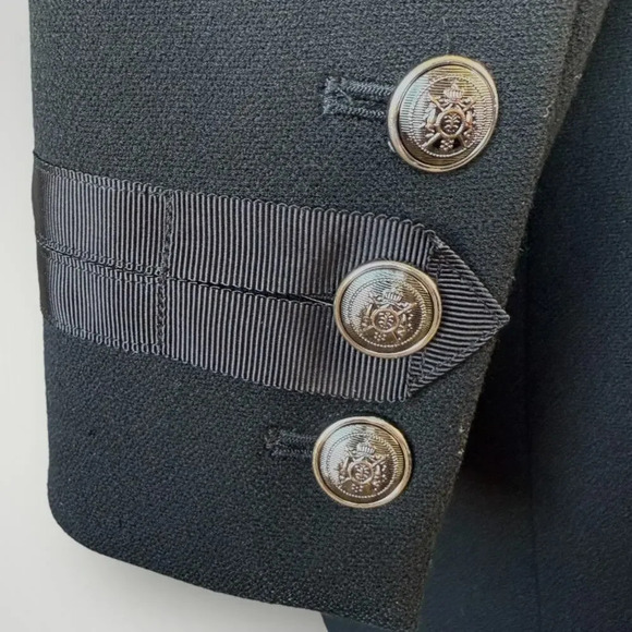 White House Black Market Military Double Breast Trench Coat Lined Size L Black - Picture 13 of 16